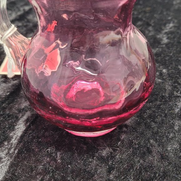 Pilgrim Cranberry Optic Glass Pitcher 3 1/2" - Picture 5 of 15